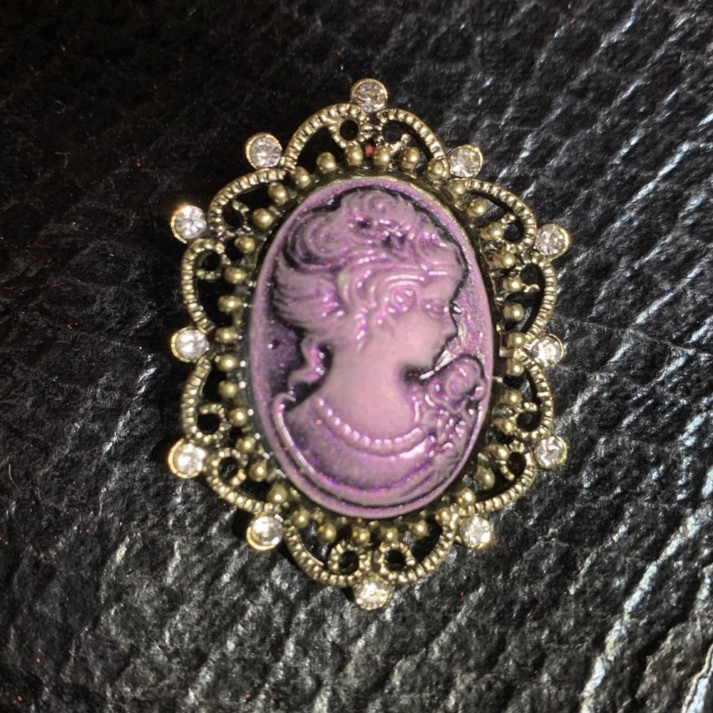 Purple Cameo Brooch
